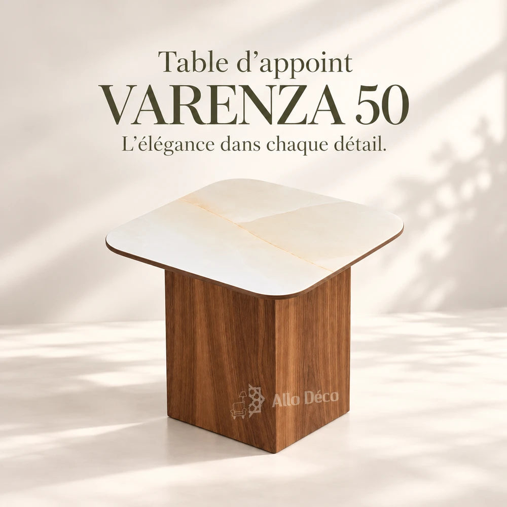 Table d'Appoint Céramique VARENZA 50 Allodeco – Finition Noyer