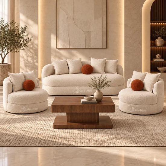 Pack SANTIAGO Allodeco – Canapé 3 Places + 2 Fauteuils BAMBO
