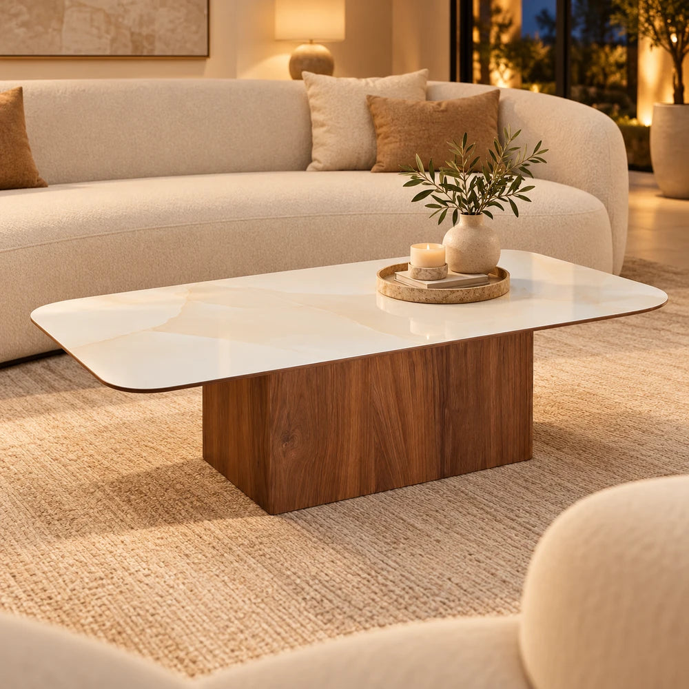 Table Basse Céramique VARENZA 120 Allodeco – Finition Noyer