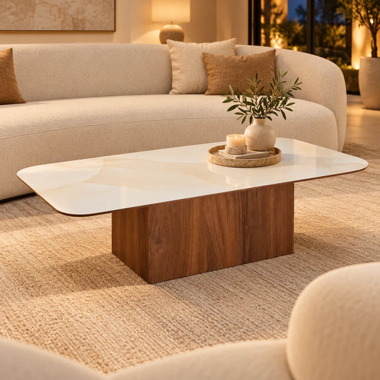 Table Basse Céramique VARENZA 120 Allodeco – Finition Noyer