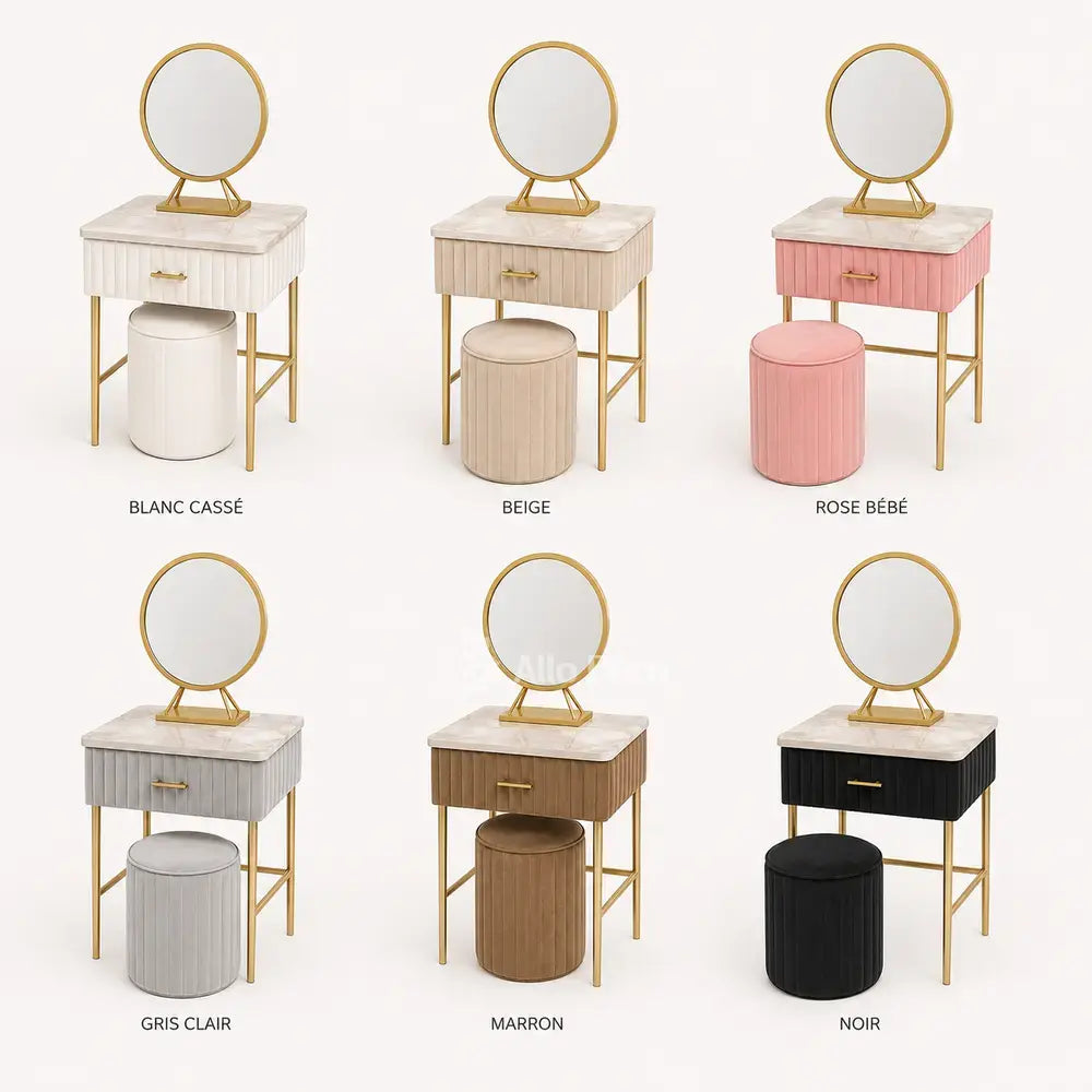 Mini Coiffeuse Princesse Allodeco – Compacte avec Miroir & Pouf