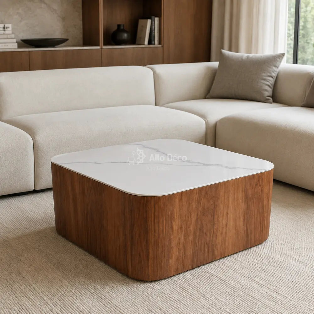 Table Basse ADRIANA Allodeco – Céramique & Noyer