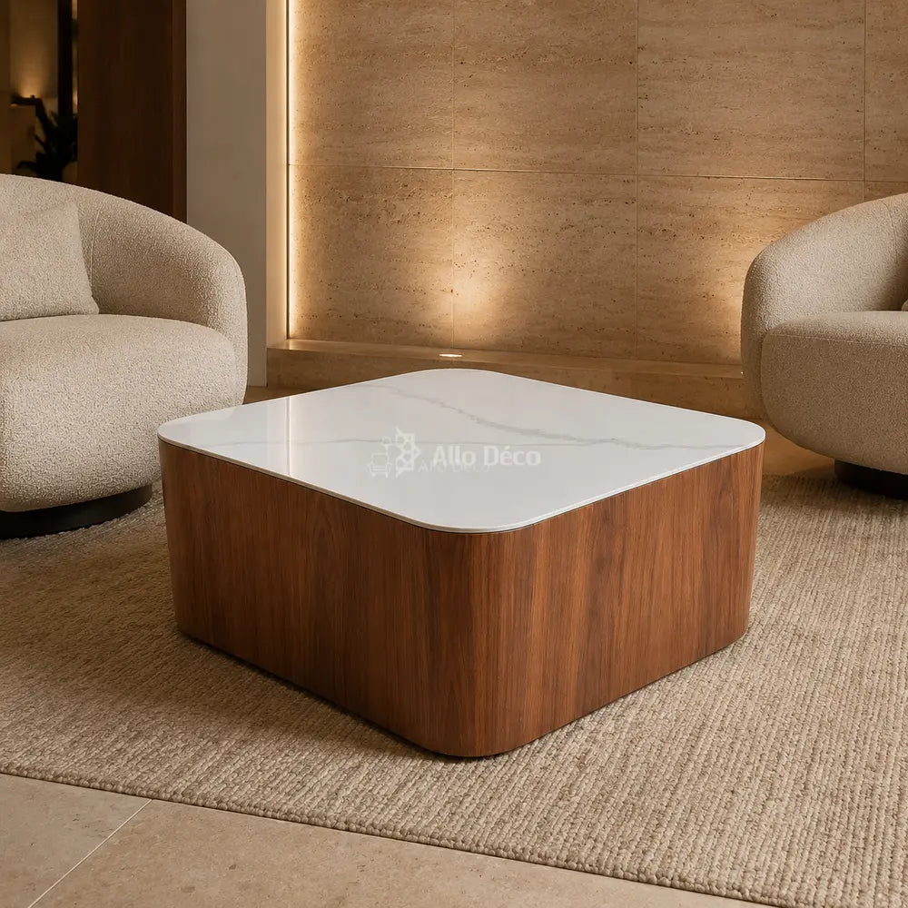 Table Basse ADRIANA Allodeco – Céramique & Noyer