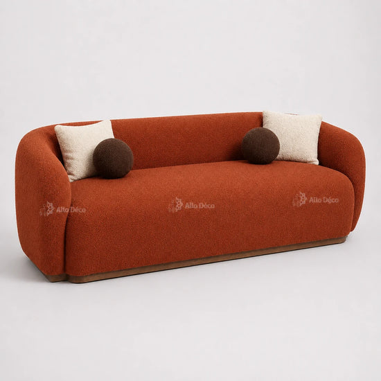 Canapé Milano Allodeco – 3 Places en Bouclette, Confort Premium & Design Sculptural