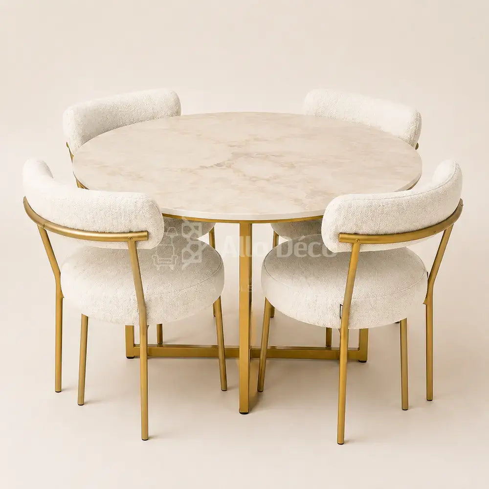 Pack Salle à Manger SEBAGO Allodeco – Table Ø100 + 4 Chaises