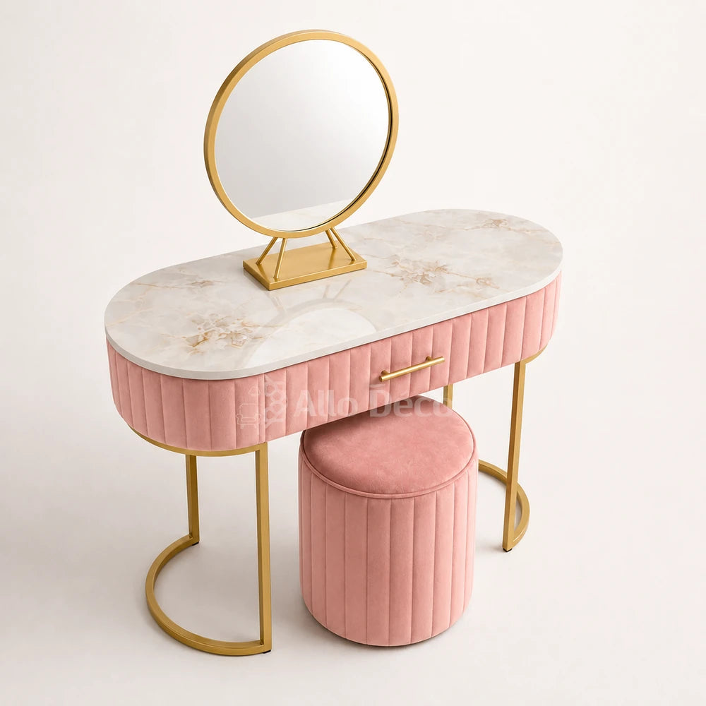 Pack Coiffeuse PRINCESSE Allodeco – Miroir + Tabouret Velours