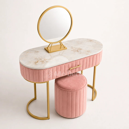 Pack Coiffeuse PRINCESSE Allodeco – Miroir + Tabouret Velours