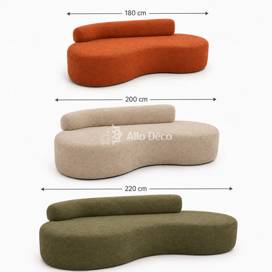 Canapé Banane Allodeco – Bouclette, Confort HR & Design Organique