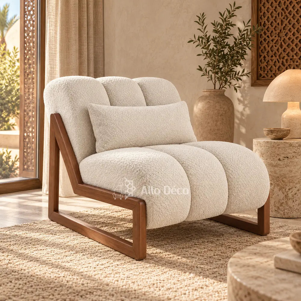 Fauteuil PIANO Allodeco – Bouclette & Bois Massif
