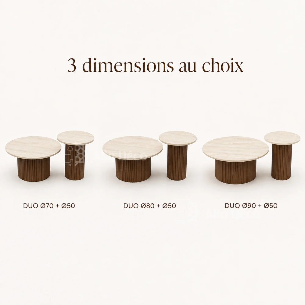 Duo Tables Basses Bardage Allodeco – Bois & Effet Travertin