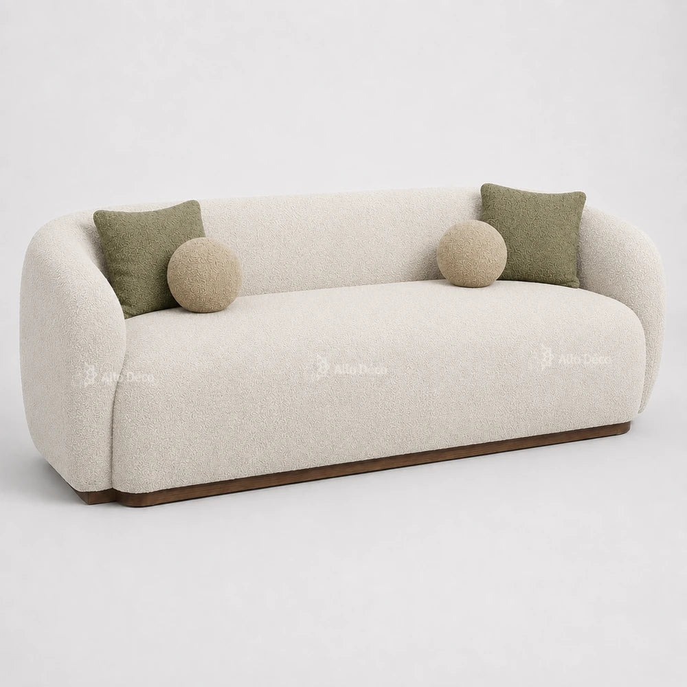 Canapé Milano Allodeco – 3 Places en Bouclette, Confort Premium & Design Sculptural
