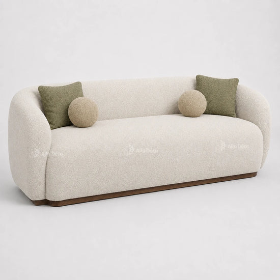 Canapé Milano Allodeco – 3 Places en Bouclette, Confort Premium & Design Sculptural