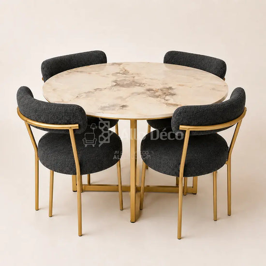 Pack Salle à Manger SEBAGO Allodeco – Table Ø100 + 4 Chaises
