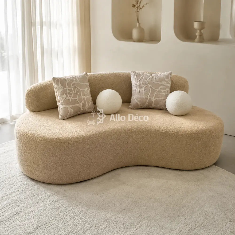 Canapé Banane Allodeco – Bouclette, Confort HR & Design Organique