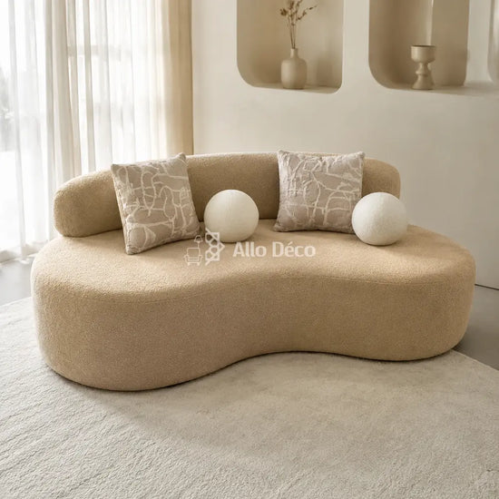 Canapé Banane Allodeco – Bouclette, Confort HR & Design Organique