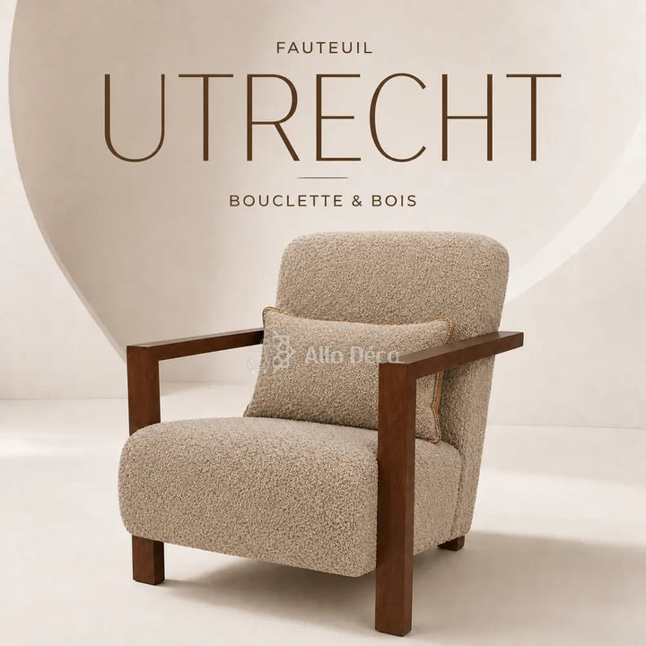 Fauteuil UTRECHT Allodeco – Hêtre massif & confort généreux