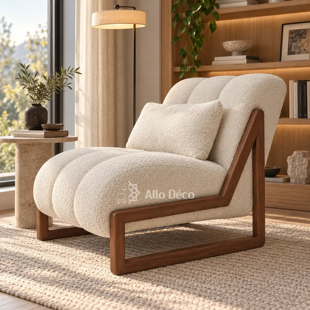 Fauteuil PIANO Allodeco – Bouclette & Bois Massif