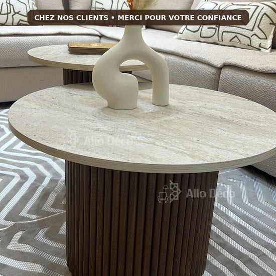Duo Tables Basses Bardage Allodeco – Bois & Effet Travertin
