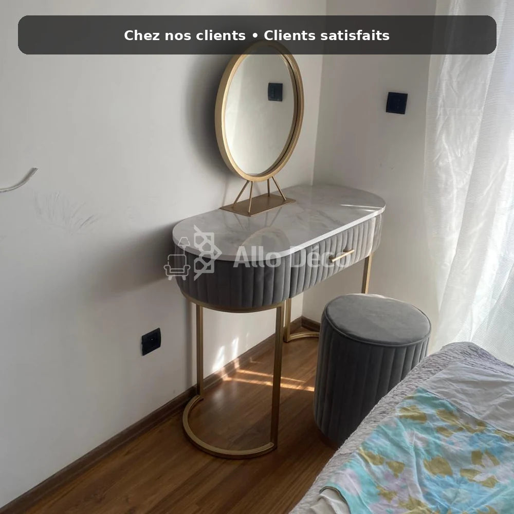 Pack Coiffeuse PRINCESSE Allodeco – Miroir + Tabouret Velours