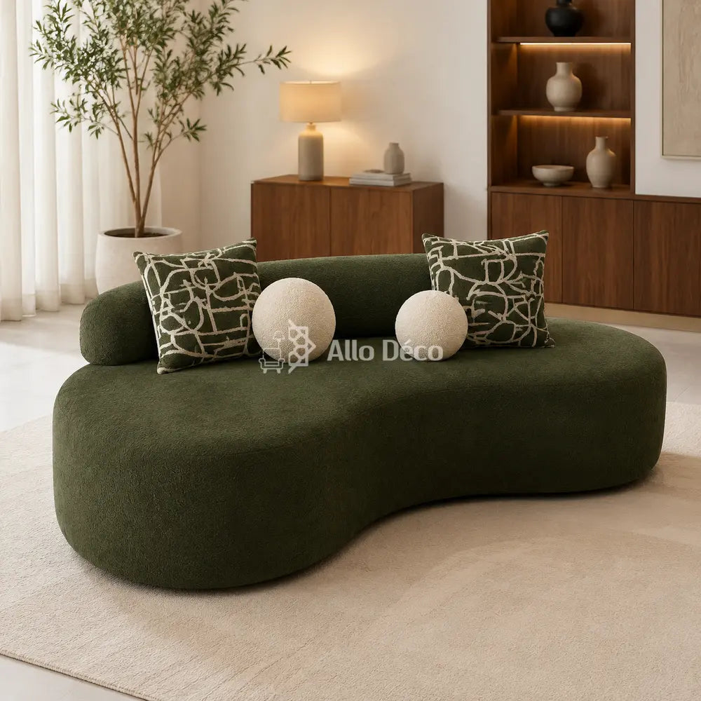 Canapé Banane Allodeco – Bouclette, Confort HR & Design Organique