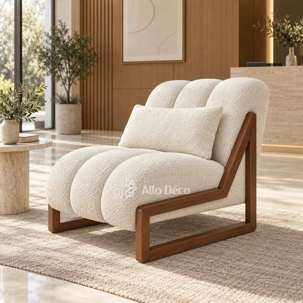 Fauteuil PIANO Allodeco – Bouclette & Bois Massif