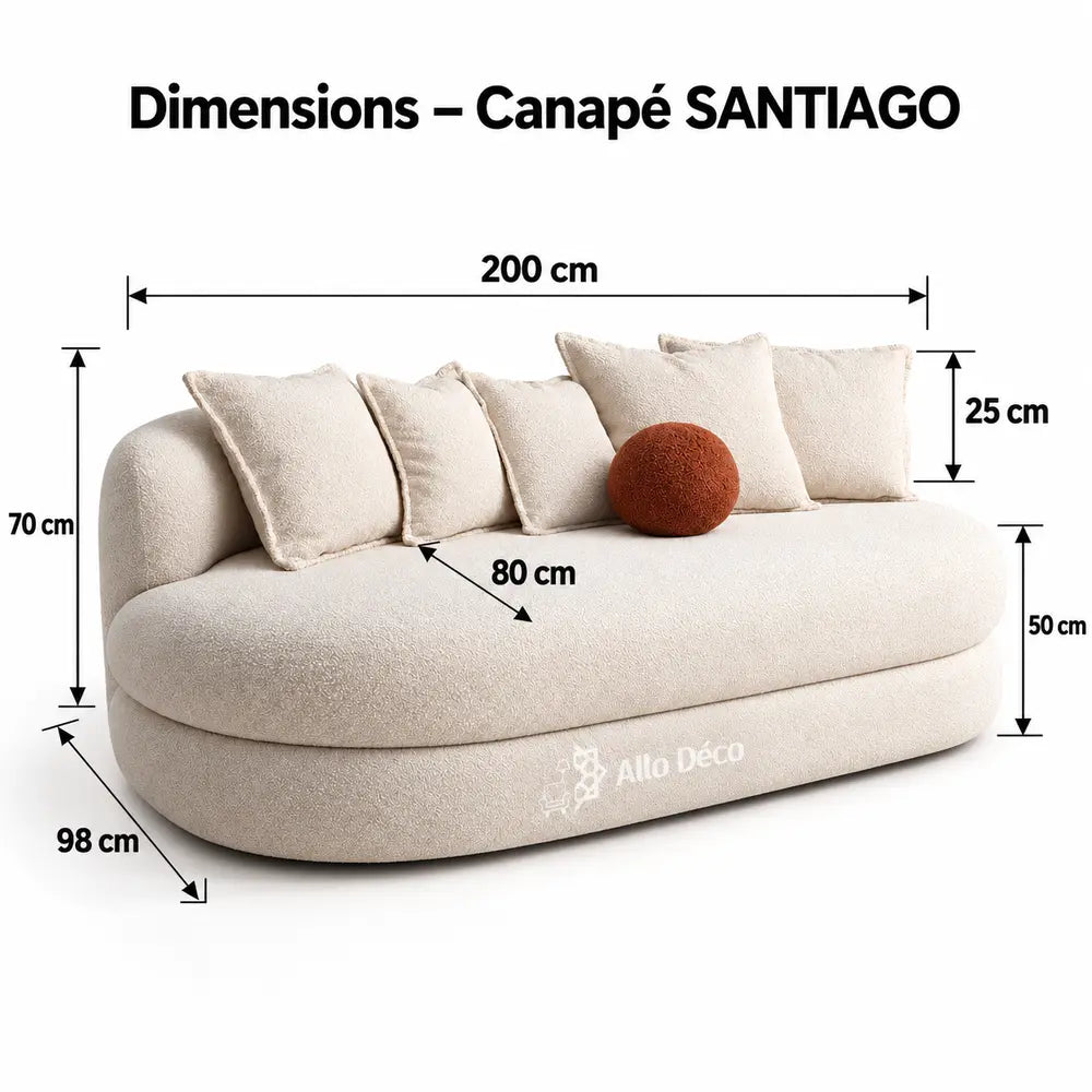 Canapé SANTIAGO Allodeco – Design Arrondi & Confort Premium