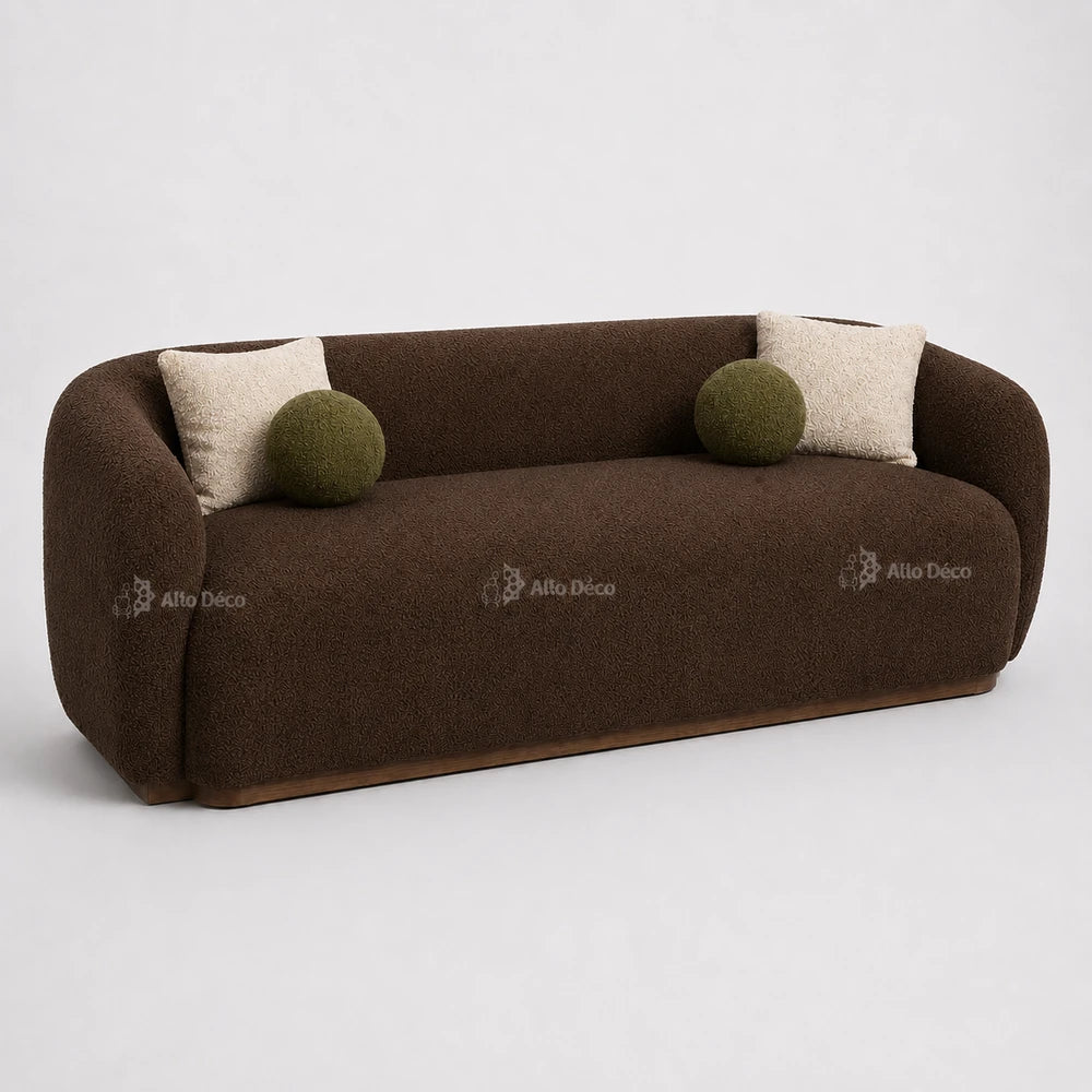 Canapé Milano Allodeco – 3 Places en Bouclette, Confort Premium & Design Sculptural