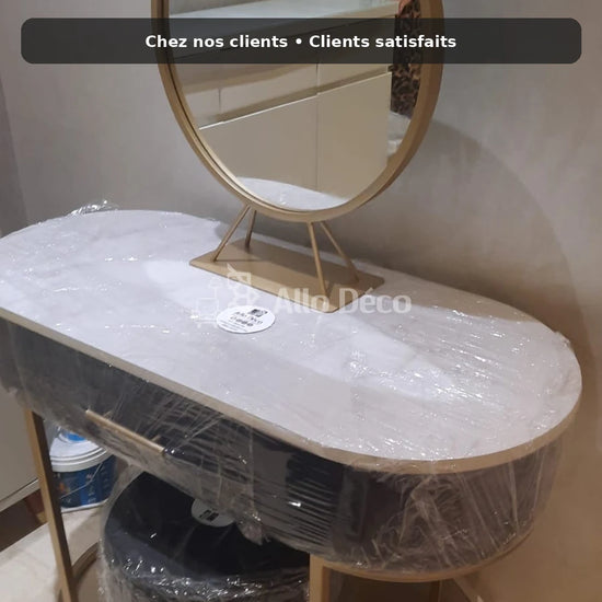 Pack Coiffeuse PRINCESSE Allodeco – Miroir + Tabouret Velours