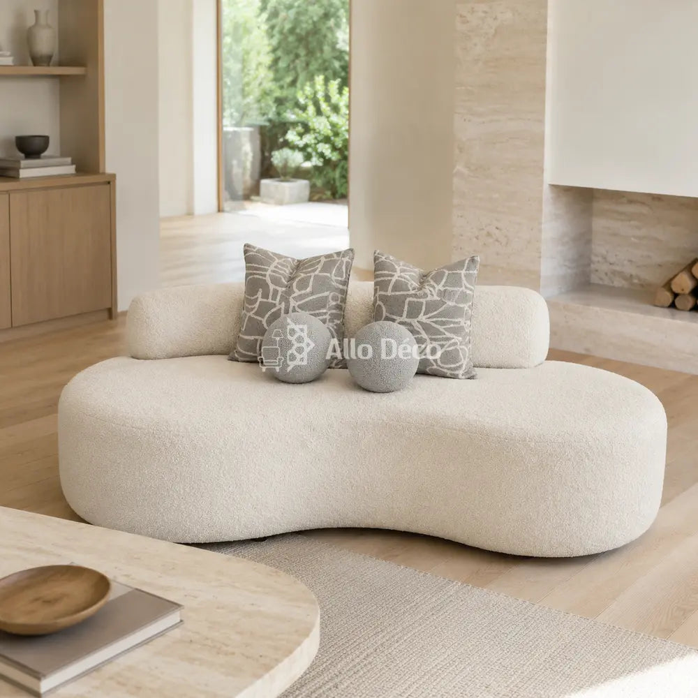 Canapé Banane Allodeco – Bouclette, Confort HR & Design Organique