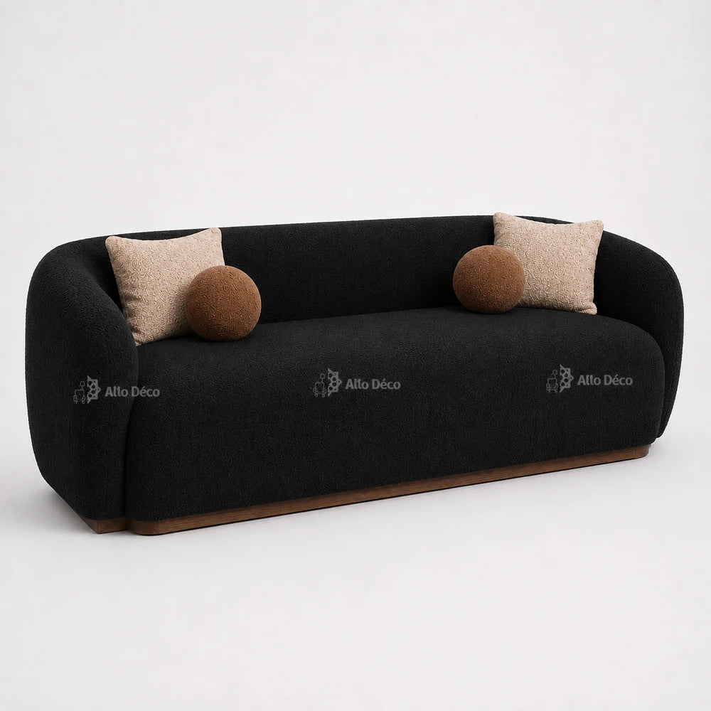 Canapé Milano Allodeco – 3 Places en Bouclette, Confort Premium & Design Sculptural