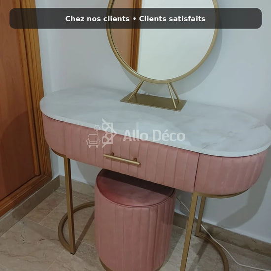 Pack Coiffeuse PRINCESSE Allodeco – Miroir + Tabouret Velours