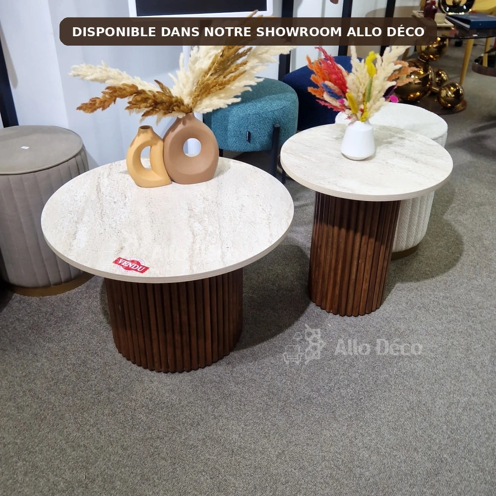 Duo Tables Basses Bardage Allodeco – Bois & Effet Travertin