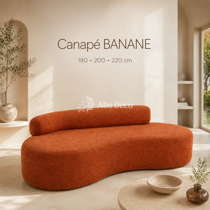 Canapé Banane Allodeco – Bouclette, Confort HR & Design Organique