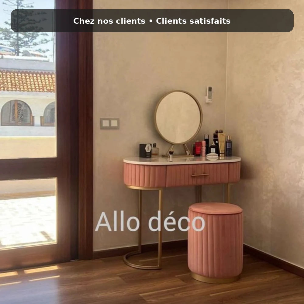 Pack Coiffeuse PRINCESSE Allodeco – Miroir + Tabouret Velours