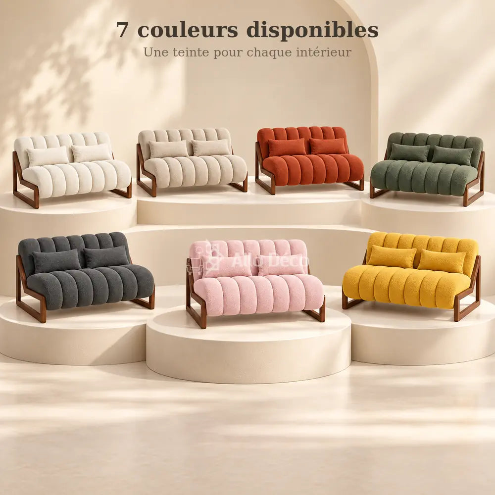 Canapé PIANO 2 Places Allodeco – Bouclette & Bois Massif