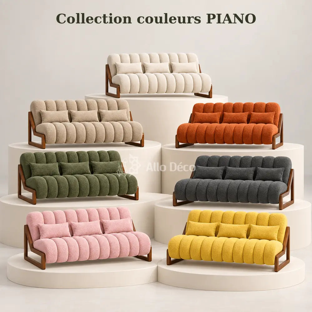 Canapé PIANO 3 Places Allodeco – Bouclette & Bois Massif