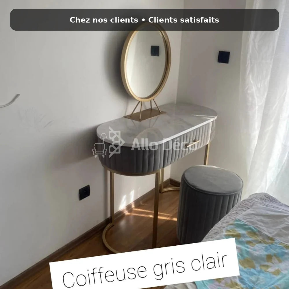 Pack Coiffeuse PRINCESSE Allodeco – Miroir + Tabouret Velours
