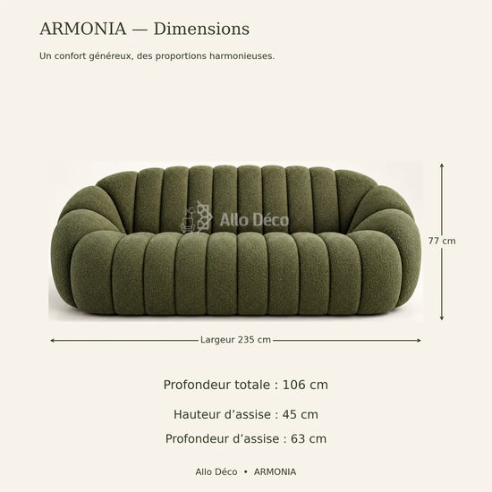 Sofa ARMONIA Allodeco – Élégance généreuse & confort premium