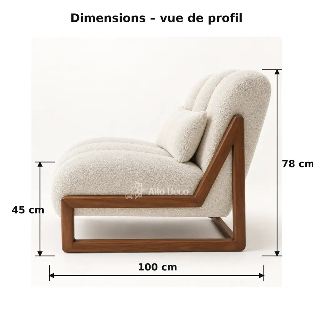 Fauteuil PIANO Allodeco – Bouclette & Bois Massif