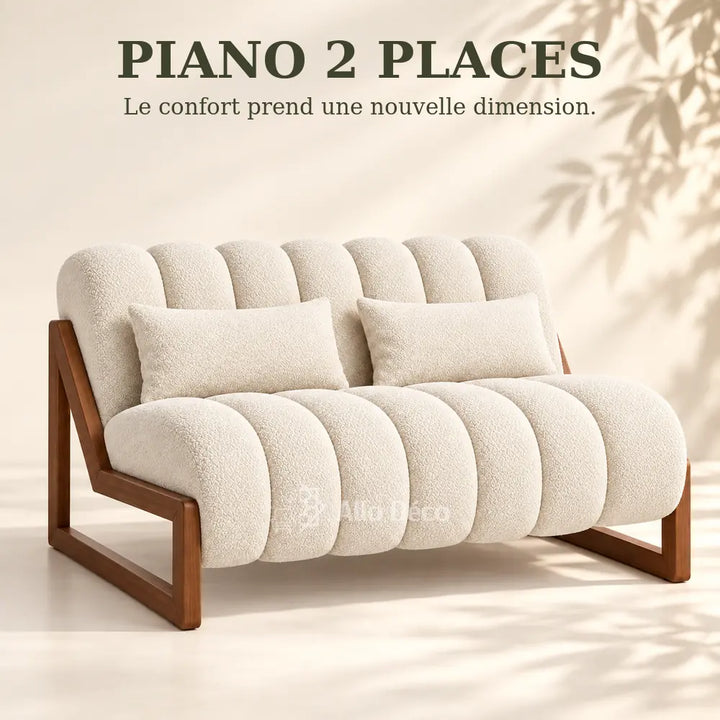 Canapé PIANO 2 Places Allodeco – Bouclette & Bois Massif
