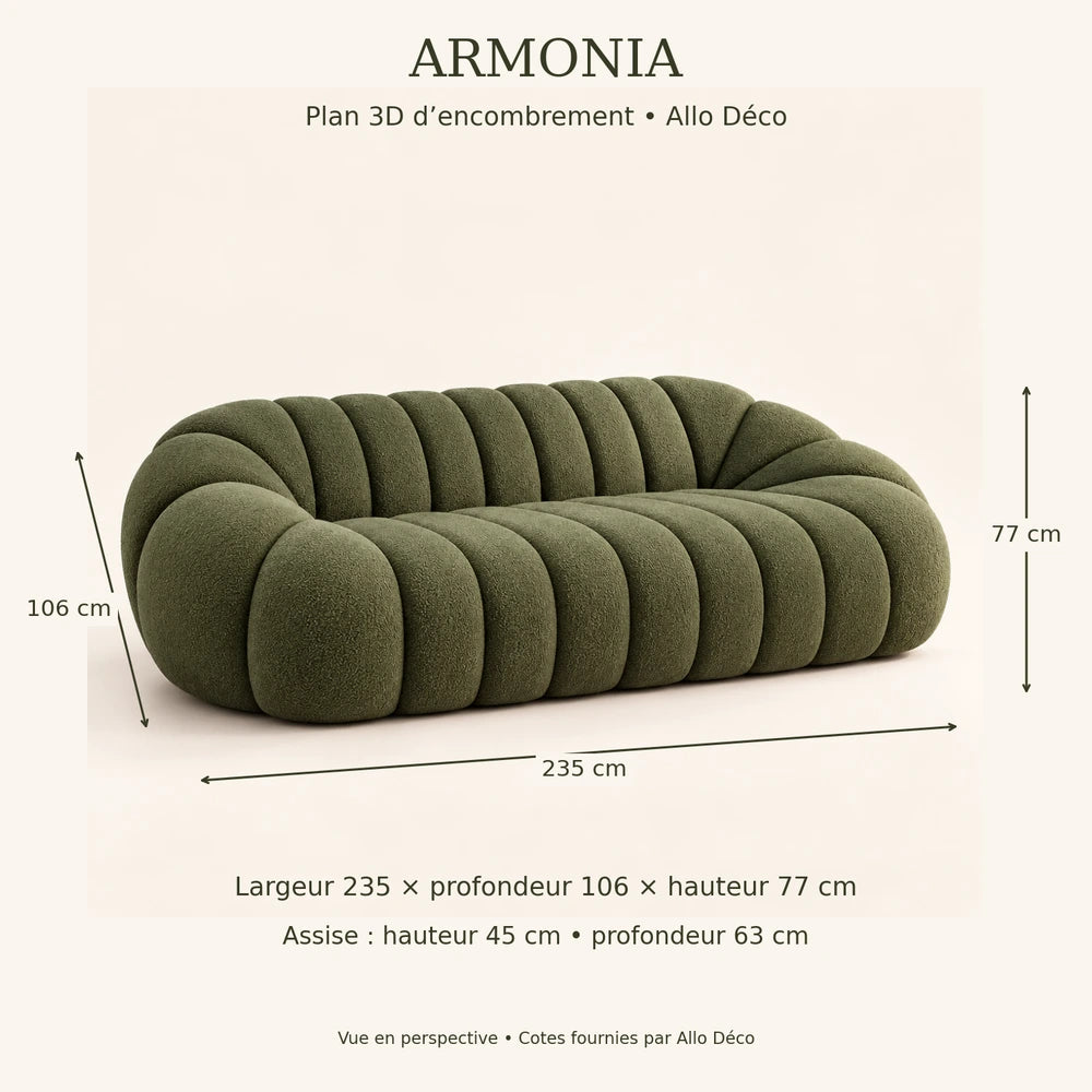 Sofa ARMONIA Allodeco – Élégance généreuse & confort premium