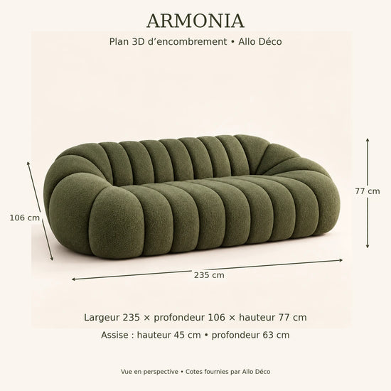 Sofa ARMONIA Allodeco – Élégance généreuse & confort premium