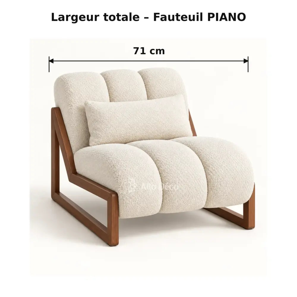 Fauteuil PIANO Allodeco – Bouclette & Bois Massif