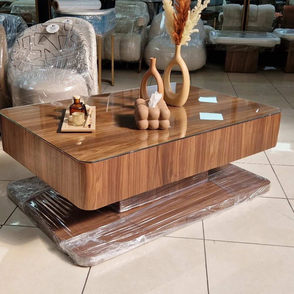 Table Basse VALORA – bois Latte Massif Plaqué Noyer