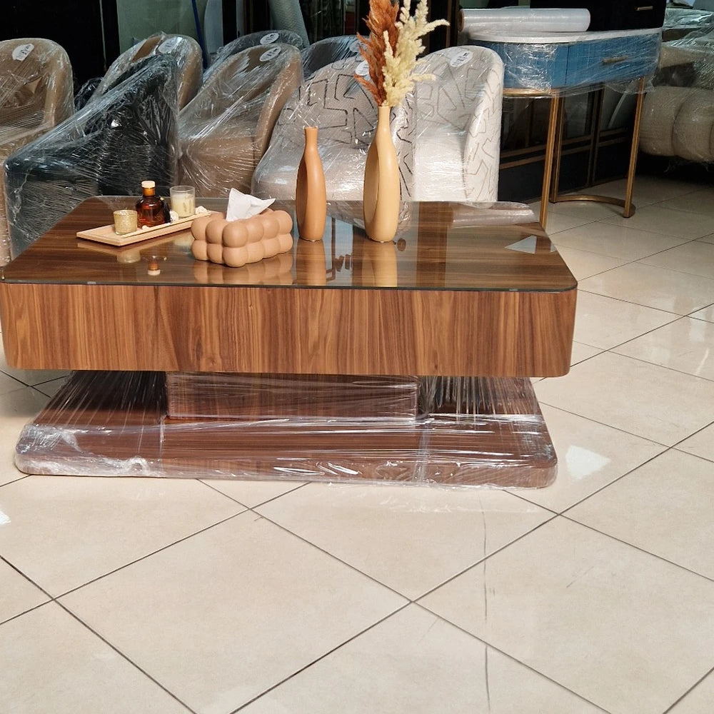 Table Basse VALORA – bois Latte Massif Plaqué Noyer