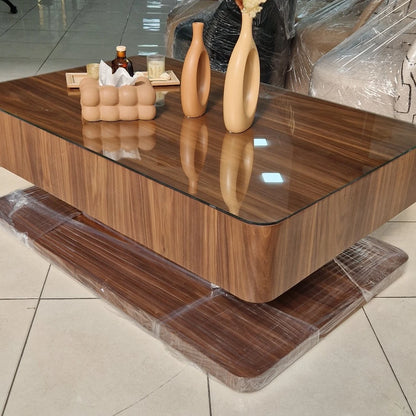 Table Basse VALORA – bois Latte Massif Plaqué Noyer Élégance Naturelle &amp; Design Contemporain