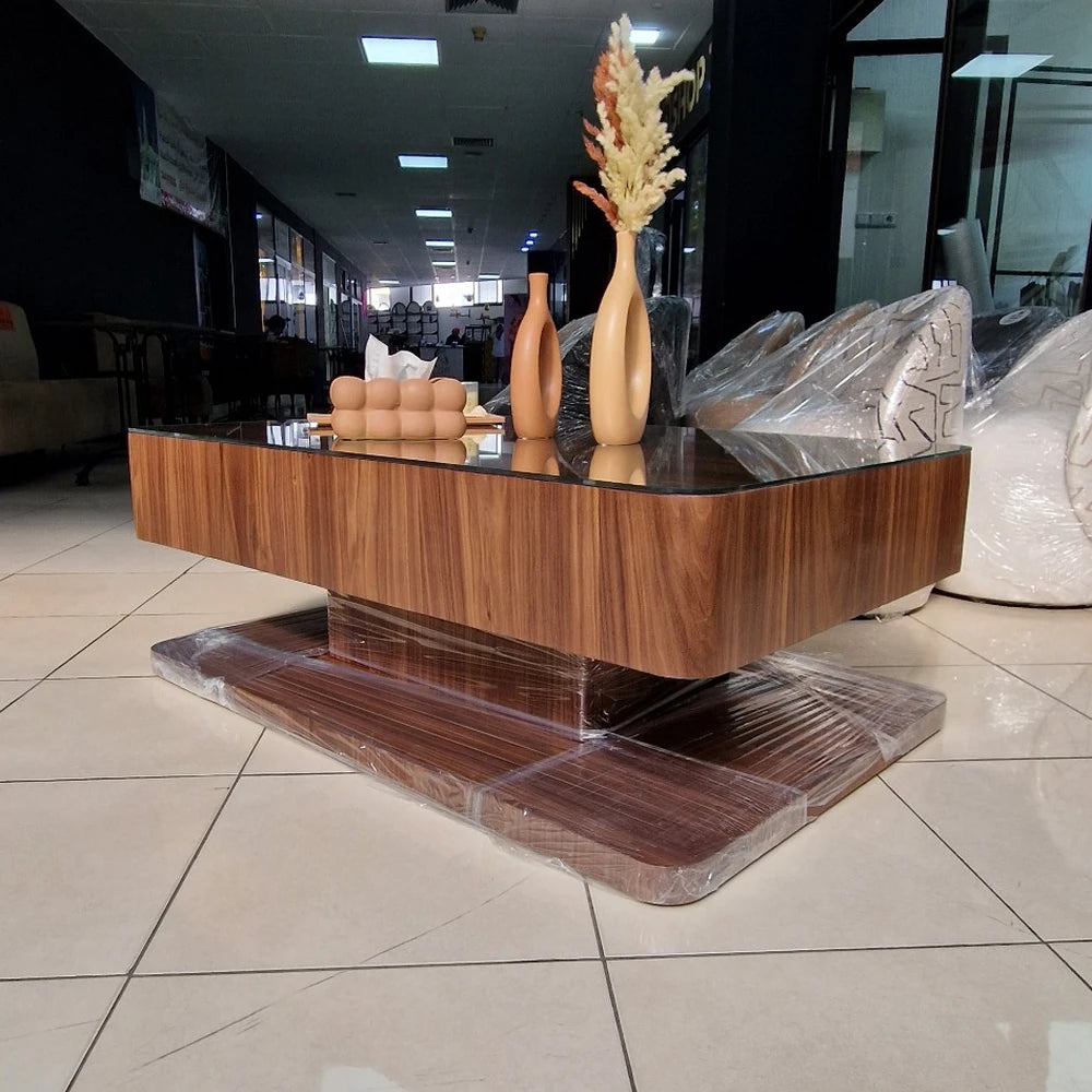 Table Basse VALORA – bois Latte Massif Plaqué Noyer