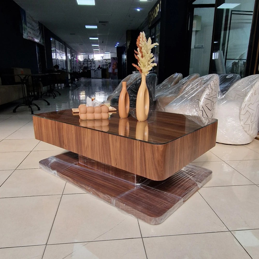Table Basse VALORA – bois Latte Massif Plaqué Noyer Élégance Naturelle &amp; Design Contemporain