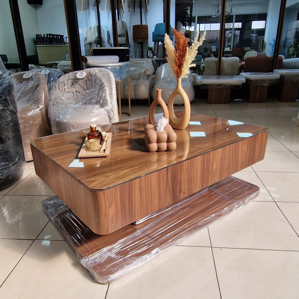 Table Basse VALORA – bois Latte Massif Plaqué Noyer Élégance Naturelle &amp; Design Contemporain