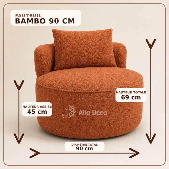 Fauteuil BAMBO 90 cm Allodeco – Rond & bouclette cosy